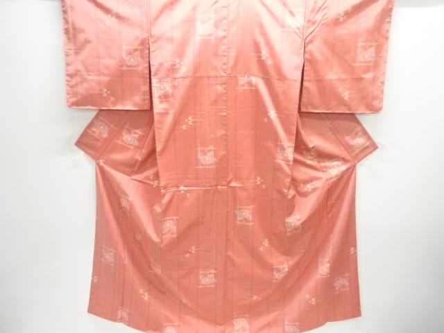JAPANESE KIMONO / YONEZAWA TSUMUGI / ENSEMBLE / WOVEN KASURI & CAMELLIA